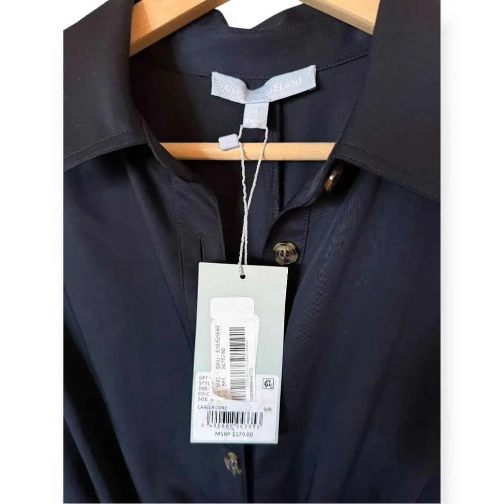 Antonio Melani Navy Blue Roxanne Pleated Tie Dress
